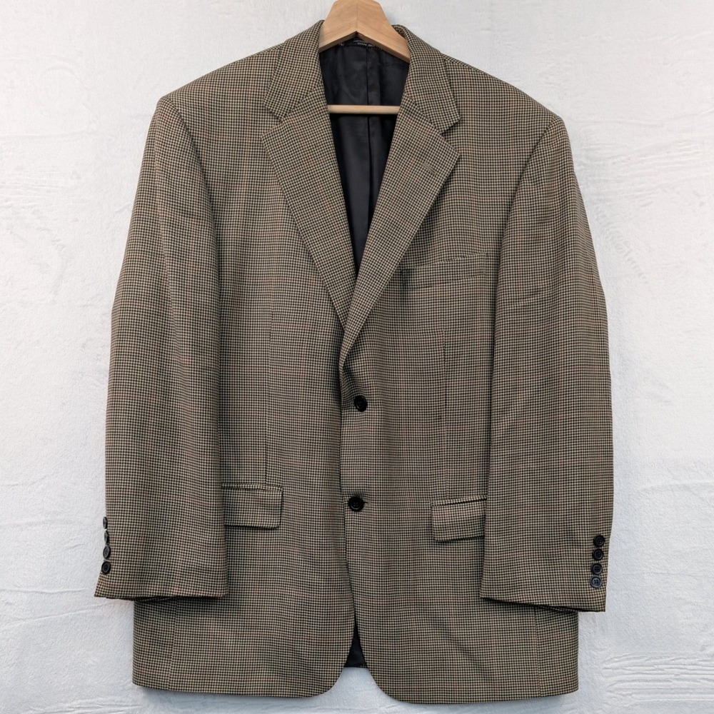 Gianfranco Ruffini Blazer Men 42R Brown Houndstooth Wool Dark Academia Old Money